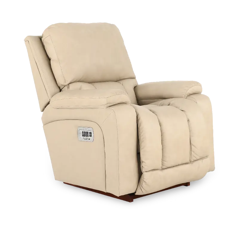 Greyson Off-White Power Rocker Recliner with Headrest and Lumbar