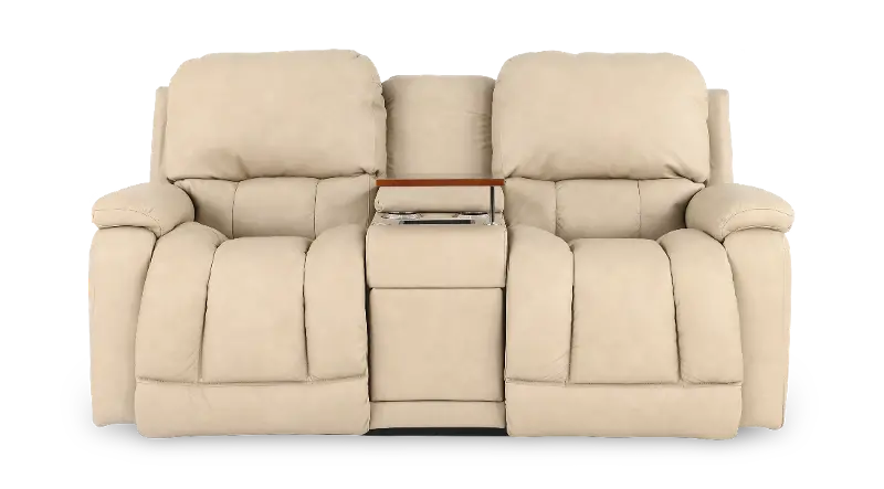 Greyson Off-White Power Reclining Loveseat with Headrest and Lumbar