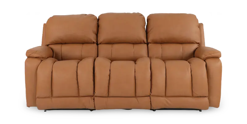 Greyson Butternut Power Reclining Sofa with Headrest and Lumbar