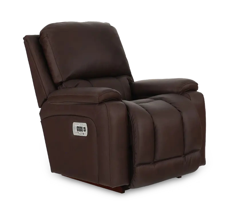 Greyson Chocolate Brown Power Rocker Recliner with Headrest and Lumbar