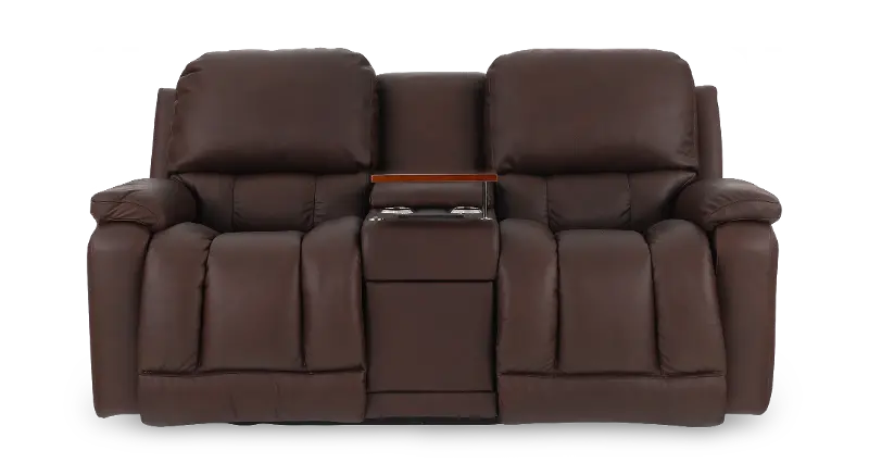 Greyson Chocolate Brown Power Reclining Loveseat with Headrest and Lumbar