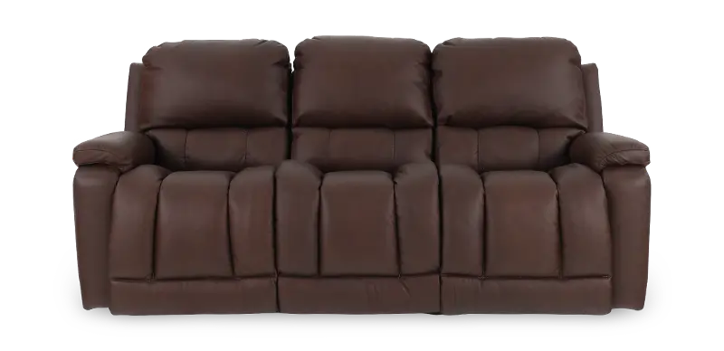 Greyson Chocolate Brown Power Reclining Sofa with Headrest and Lumbar