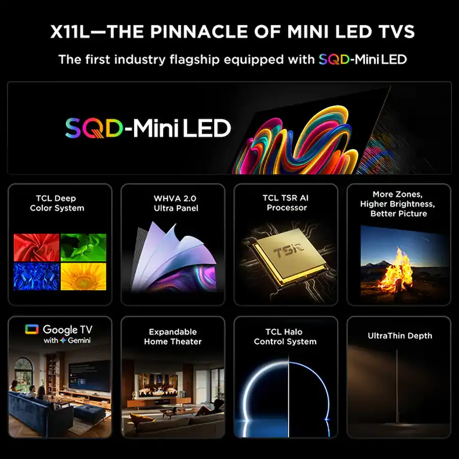 75X11L TCL X11L 75 Class 4K UHD HDR SQD-Mini LED Smart TV-5