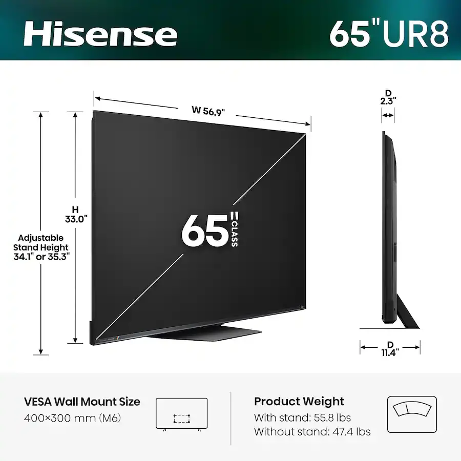 Hisense 65 Class UR8 Series RGB MiniLED 4K Google Smart TV-3