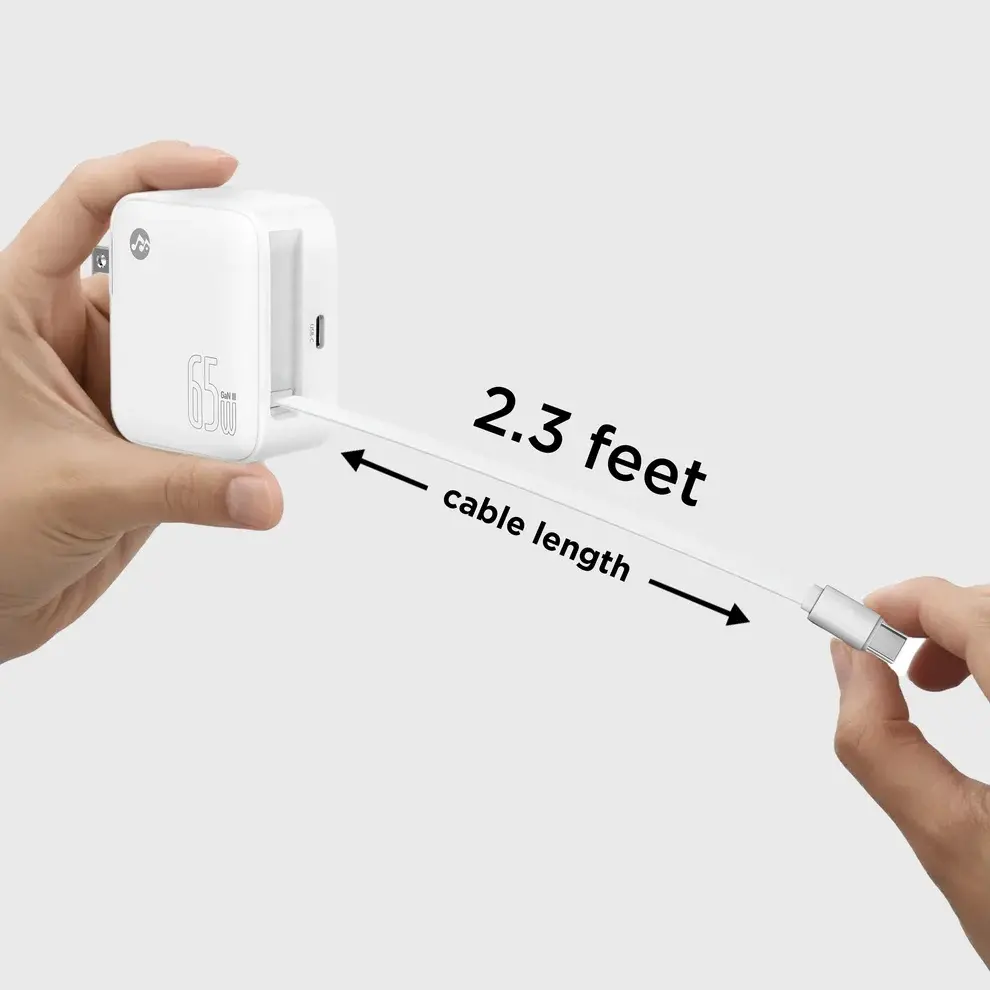Rockstone White Retractable Foldable Wall Charger-3