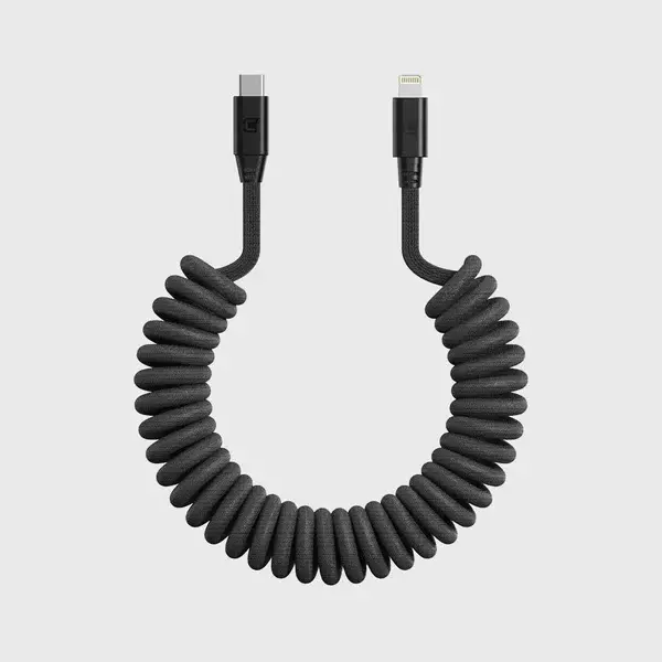 Caseco Black Road Ready USB‑C to Lightning Coil Cord-1