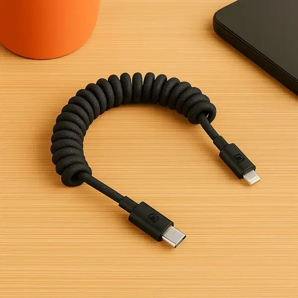 Caseco Black Road Ready USB‑C to Lightning Coil Cord-2