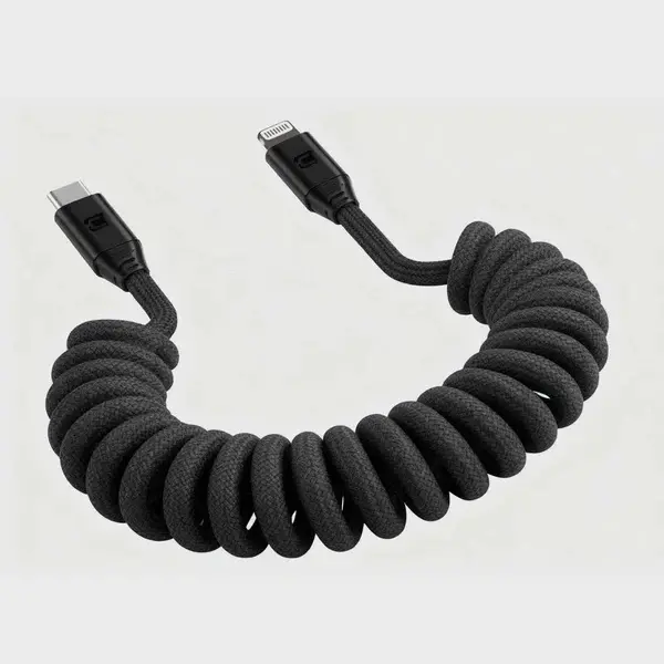 Caseco Black Road Ready USB‑C to Lightning Coil Cord-5