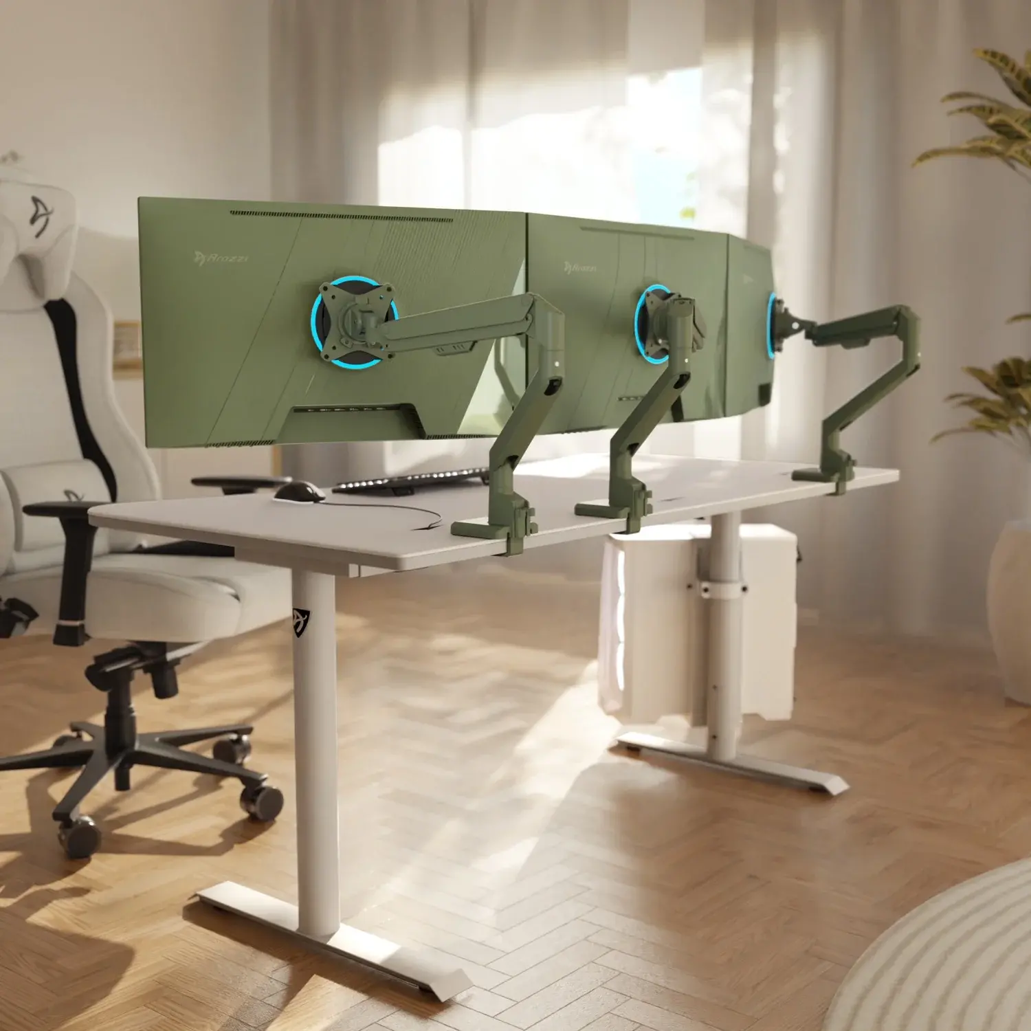 AZ-ALZARE-NEO-FST Arozzi Alzare Neo Forest Green Single Gas Spring Monitor Arm-6