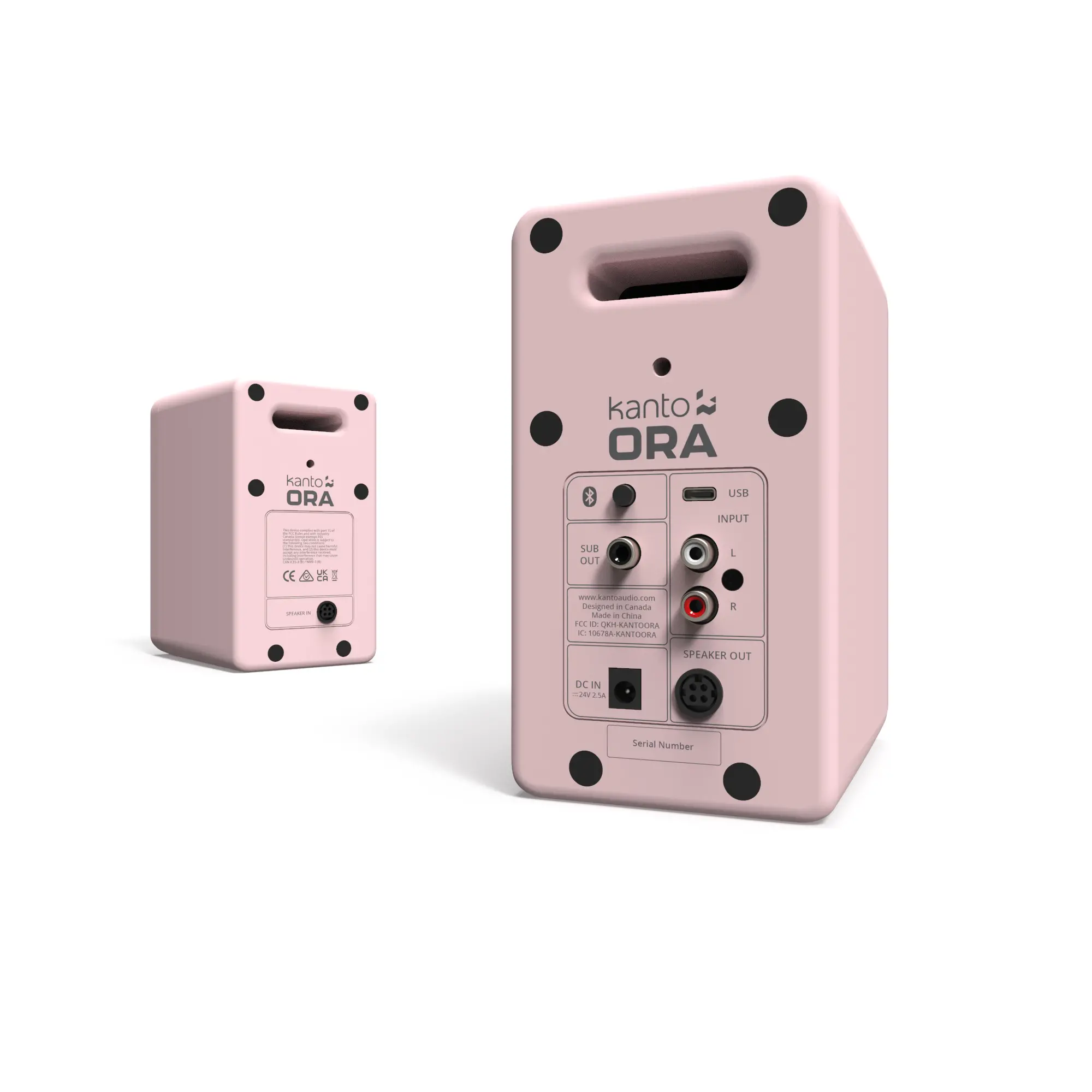 Kanto ORA Bluetooth Desktop Speakers - Pink, Set of 2-4