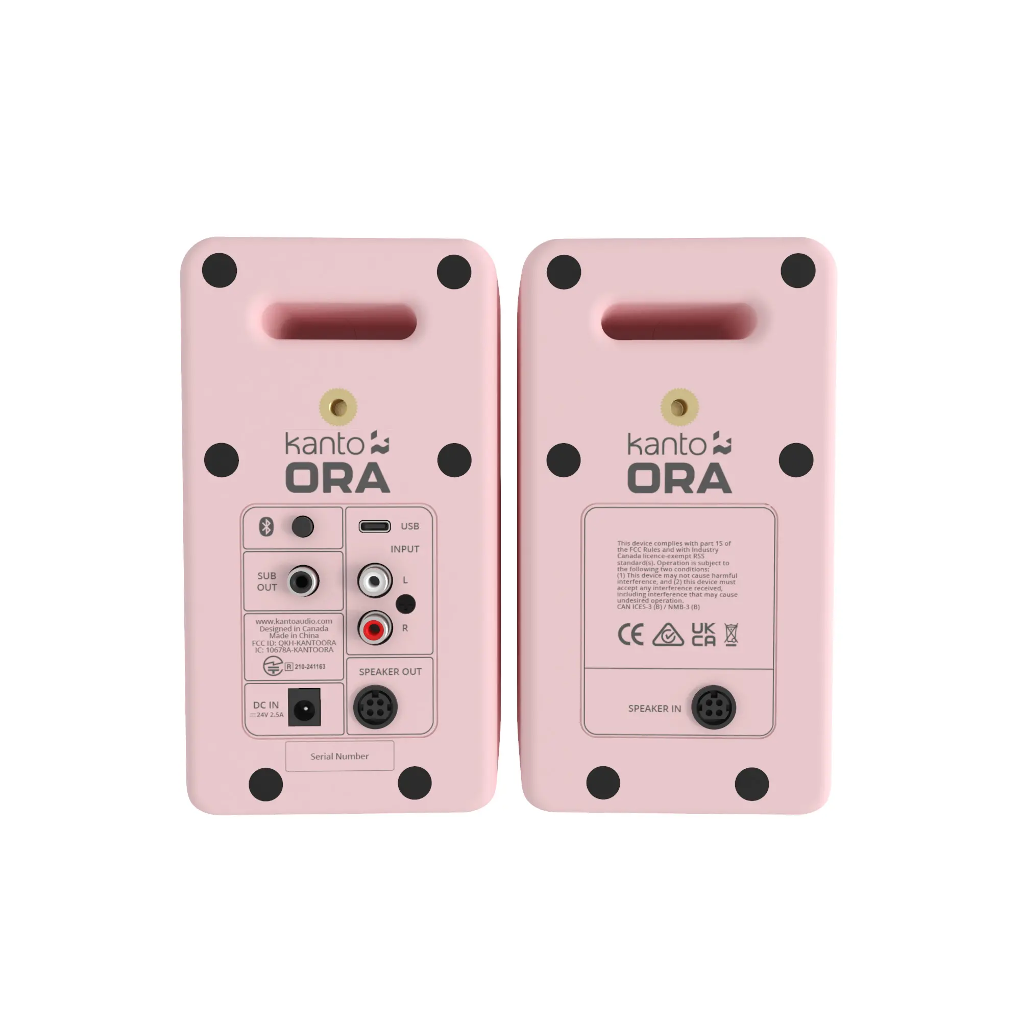 Kanto ORA Bluetooth Desktop Speakers - Pink, Set of 2-5