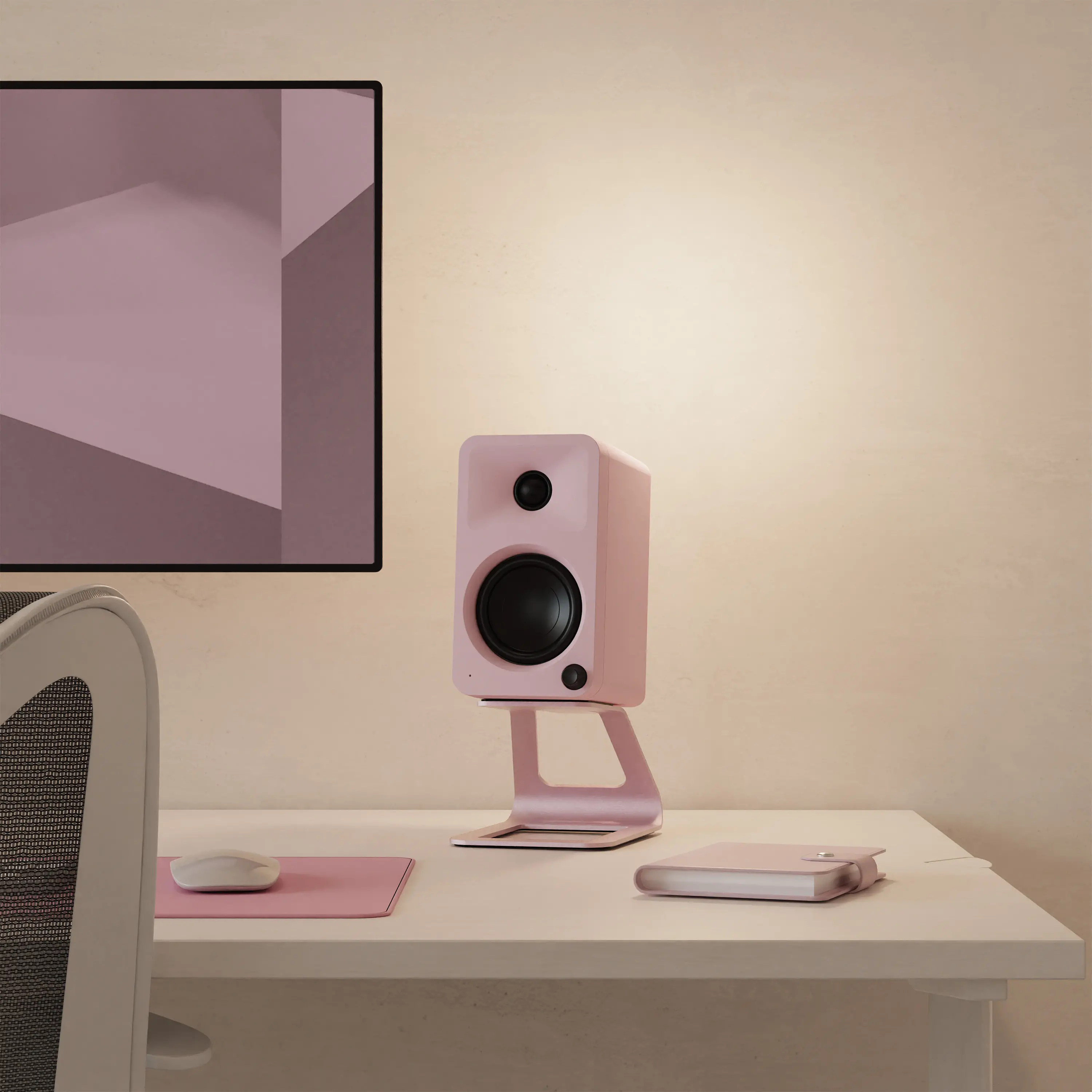 Kanto ORA Bluetooth Desktop Speakers - Pink, Set of 2-7