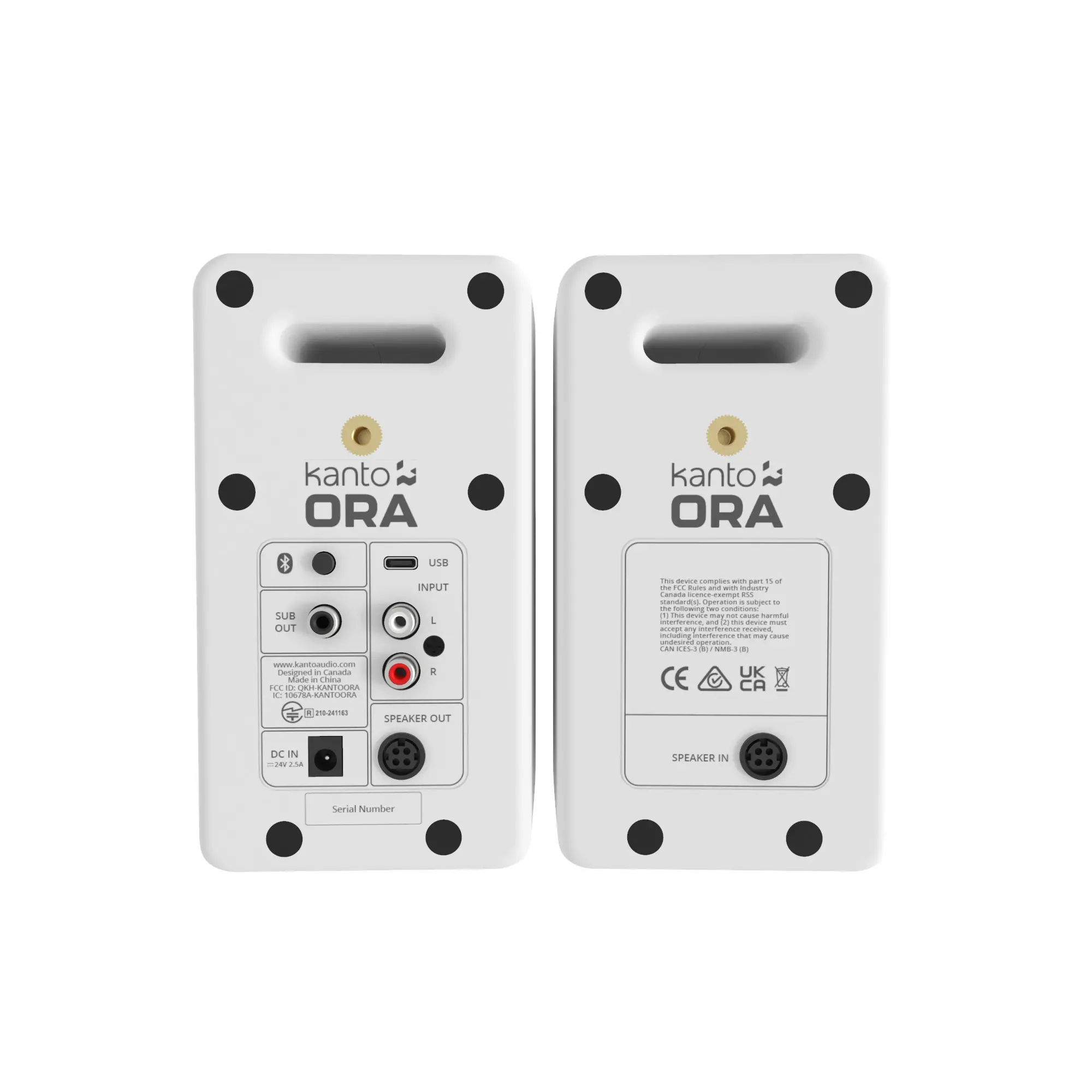 Kanto ORA Bluetooth Desktop Speakers - White, Set of 2-4
