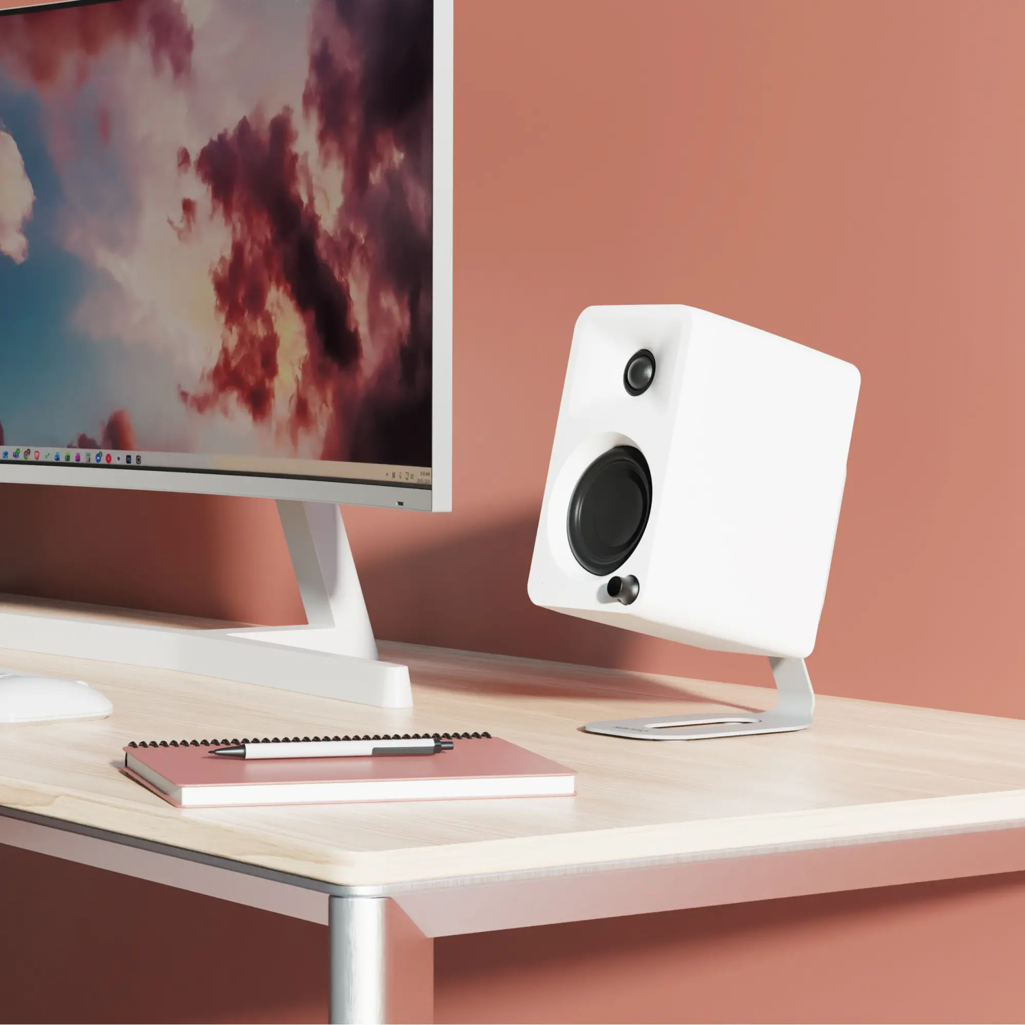 Kanto ORA Bluetooth Desktop Speakers - White, Set of 2-6