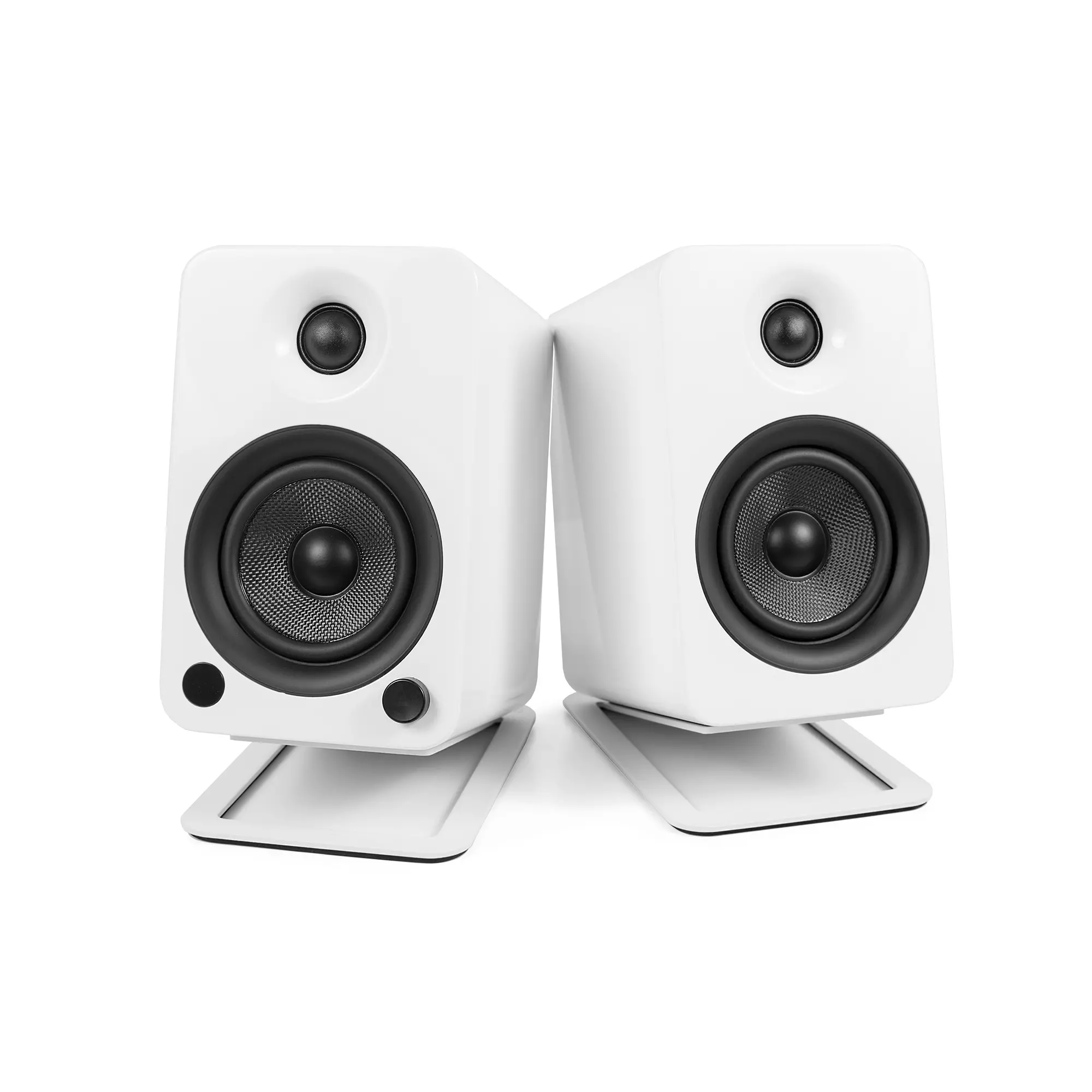 Kanto Angled Desktop Speaker Stands for Midsize Speakers - White, Set of 2-2