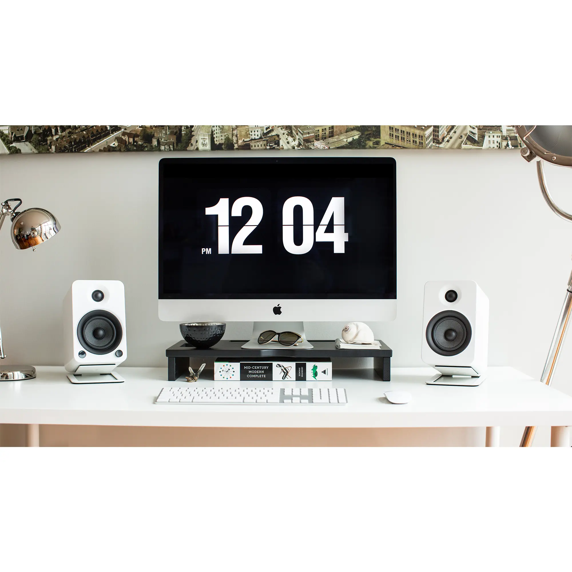 Kanto Angled Desktop Speaker Stands for Midsize Speakers - White, Set of 2-6