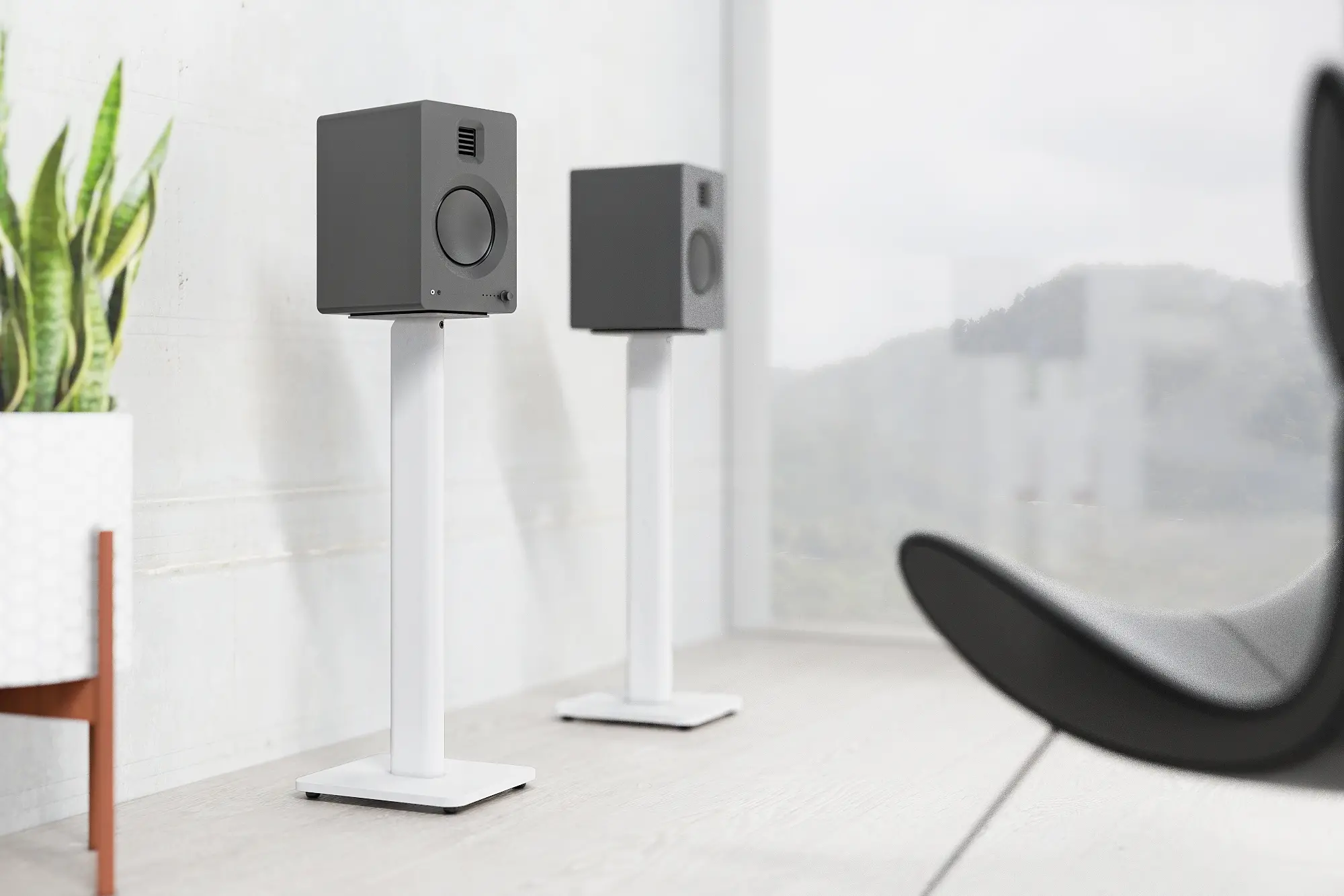 Kanto 26 Bookshelf Speaker Swiveling Floor Stands - White, Set of 2-2