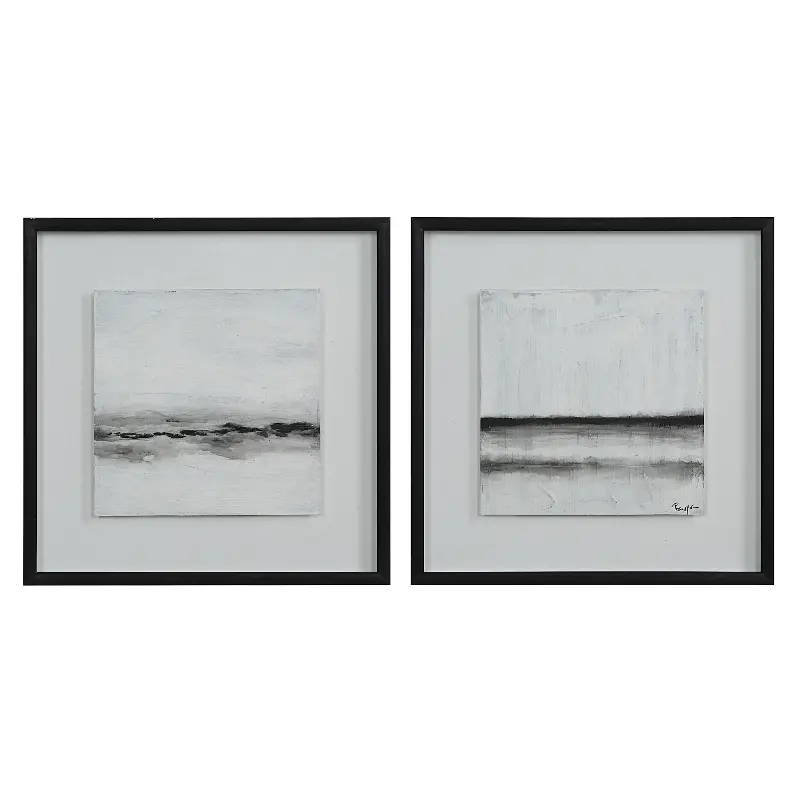Tangelo 2-Piece Black and White Abstract Landscape Wall Art