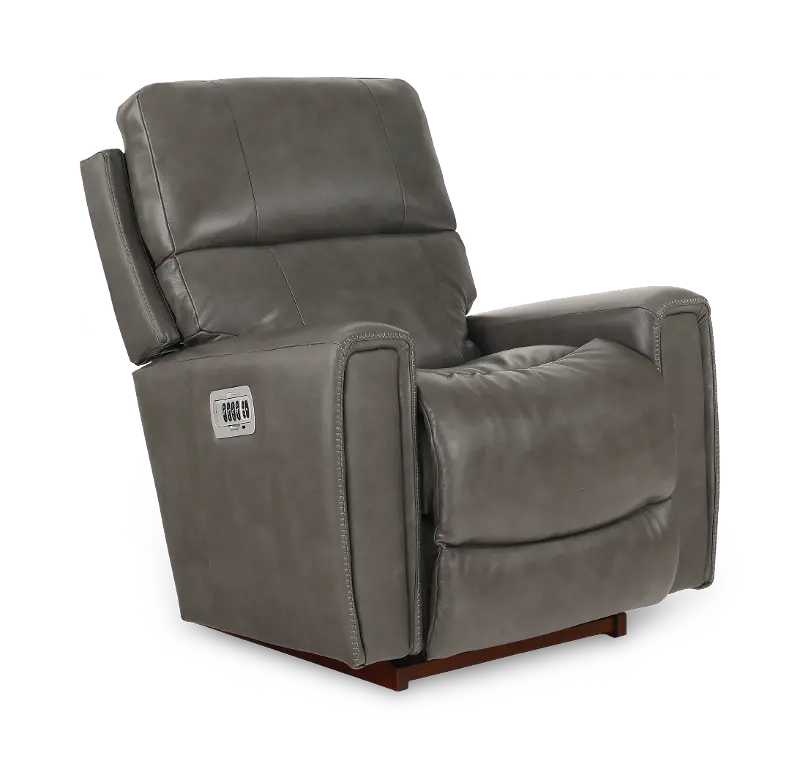 Apollo Slate Gray Leather Power Rocker Recliner