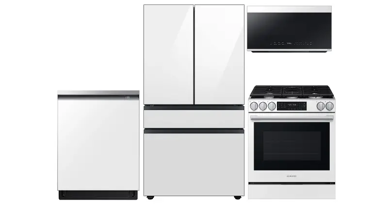 Samsung Bespoke 4 Piece Gas Appliance Package - White Glass