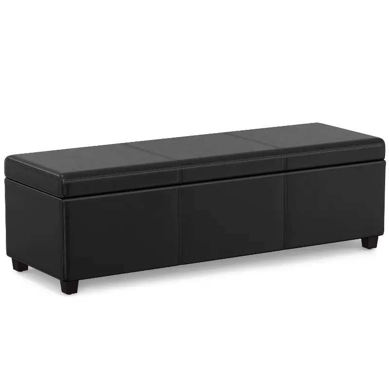 College Sable Black Storage Ottoman Bench