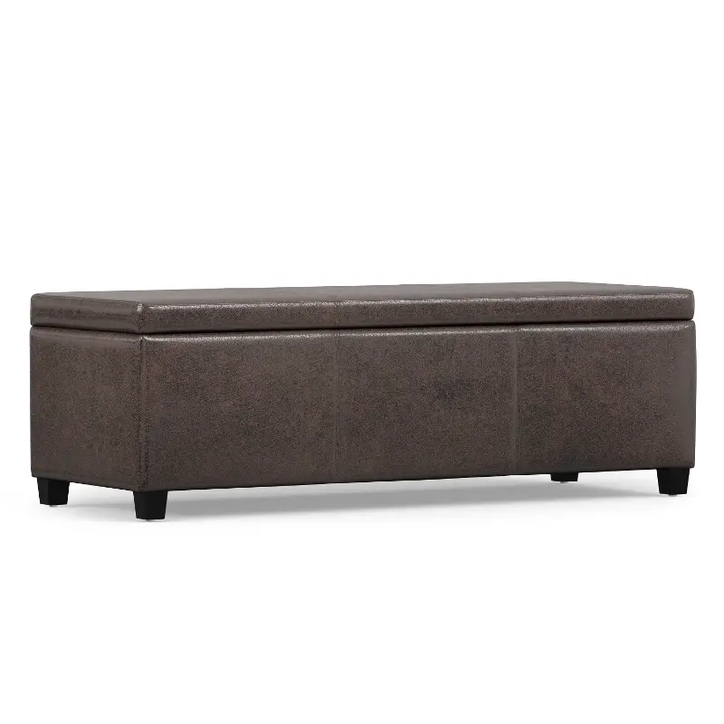 College Distressed Smoked Brown Storage Ottoman Bench