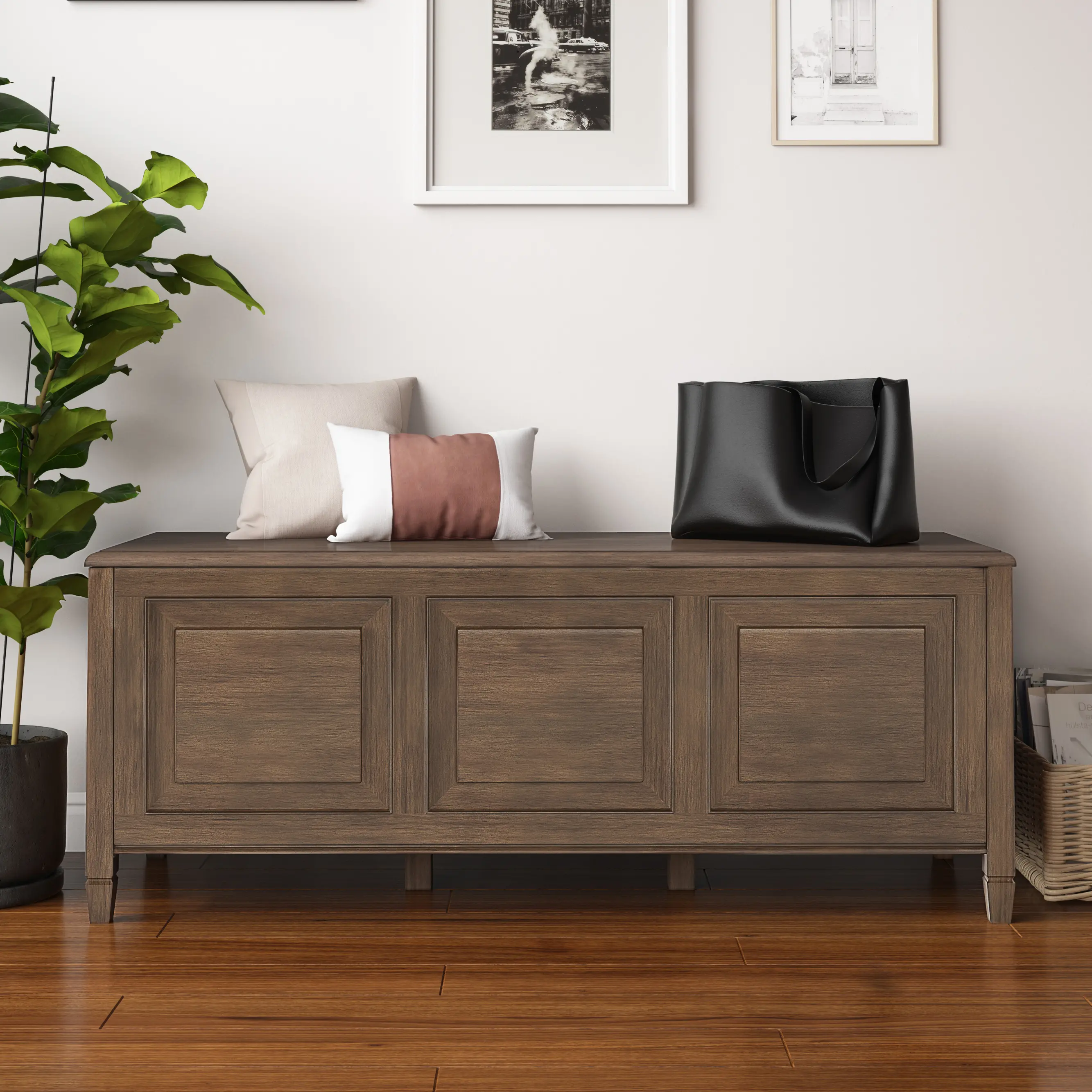 Danforth Weathered Brown Storage Bench Trunk-2