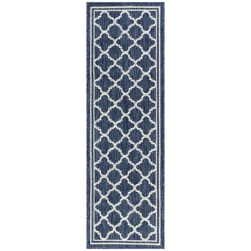 Shaila 3 x 10 Navy Blue Indoor-Outdoor Runner Rug
