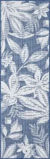 ECO1702 3X10 Edda Blue Floral 3 x 10 Indoor-Outdoor Area Rug