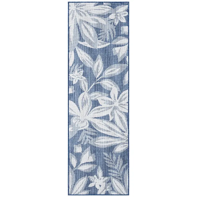 Edda Blue Floral 3 x 10 Indoor-Outdoor Area Rug