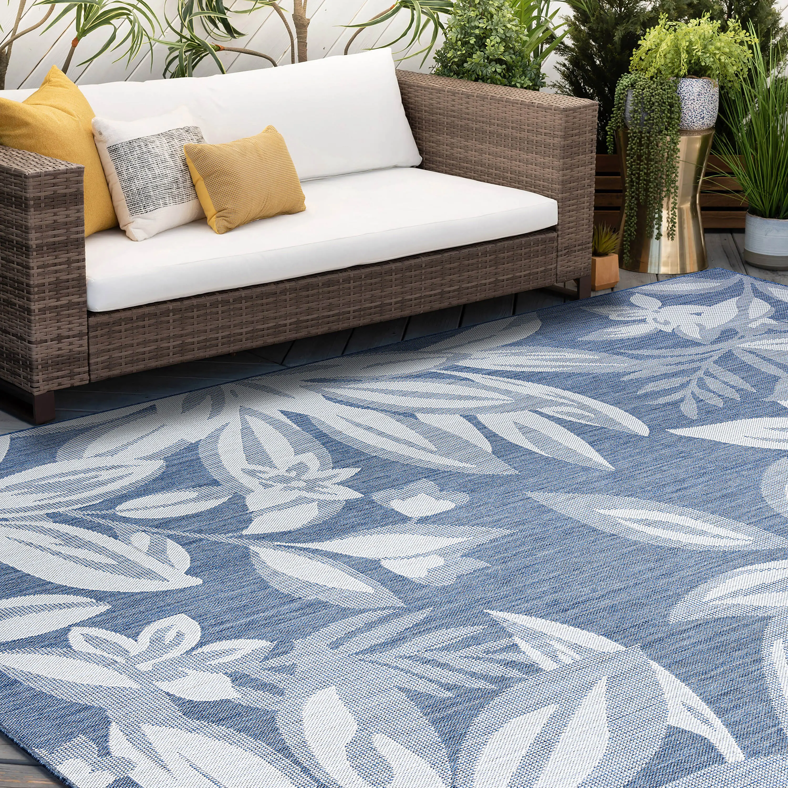 ECO1702 9X12 Edda Blue Floral 9 x 12 Indoor-Outdoor Area Rug-8