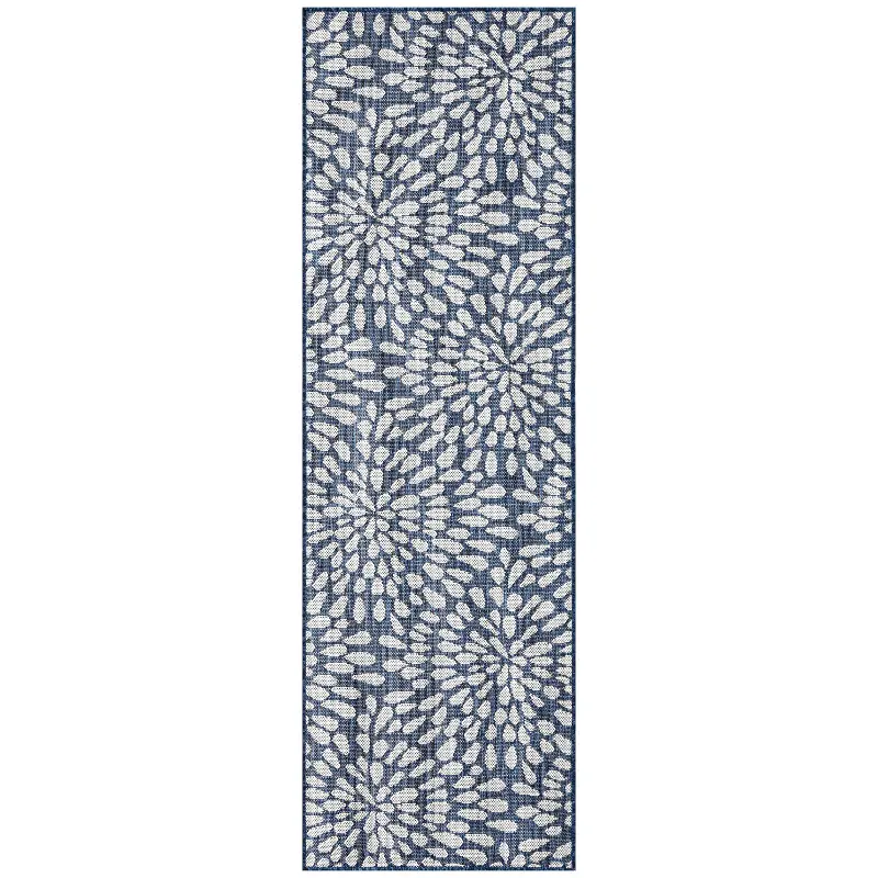 Edith 3 x 10 Navy Blue Indoor-Outdoor Runner Rug