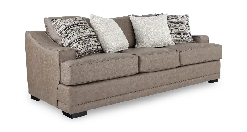 Granger Warm Taupe Leather Look Sofa