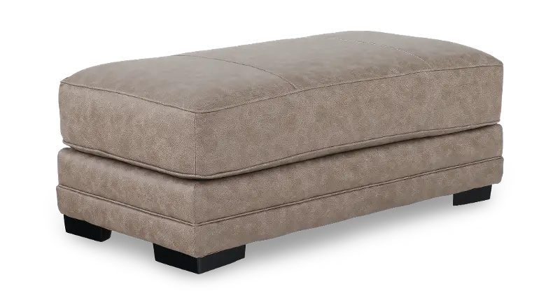 Granger Warm Taupe Leather Look Ottoman