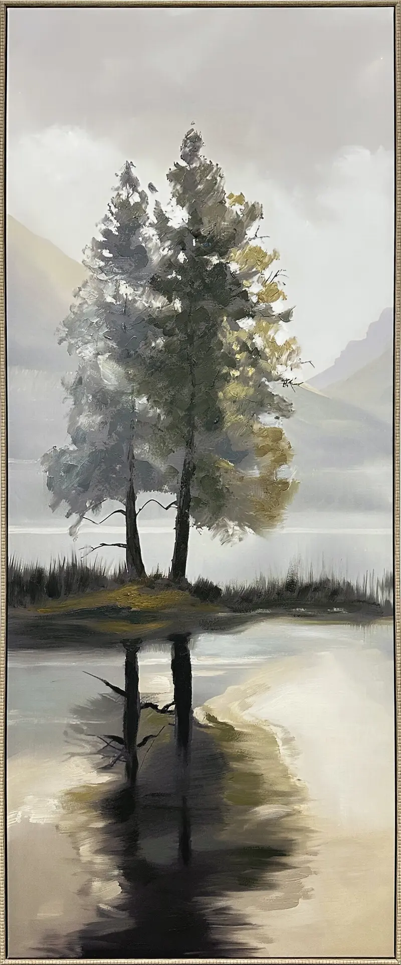 Sun Divide I in Wood Floating Frame