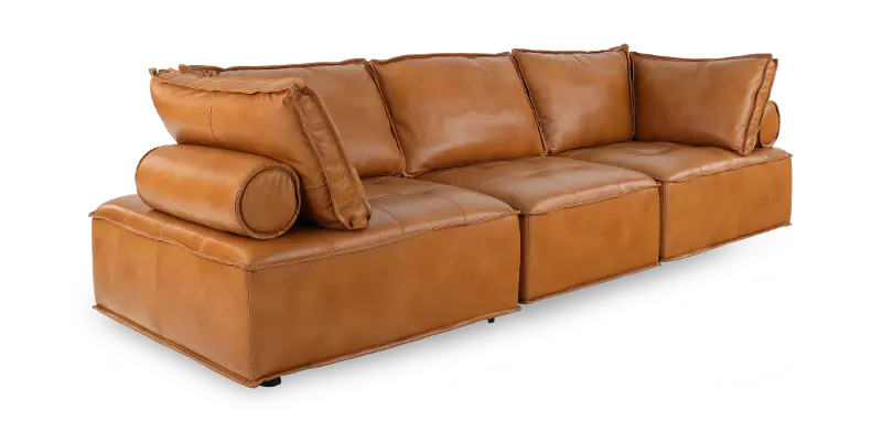 Monarch Saddle Tan 3-Piece Leather Sectional