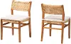 267-2PC-14586-RCW Chatura Natural Rattan and Mahogany Wood Dining Side Chair Set of 2