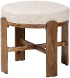 270-14722-RCW Whitfield Off-White and Walnut Brown Round Fabric Ottoman Stool