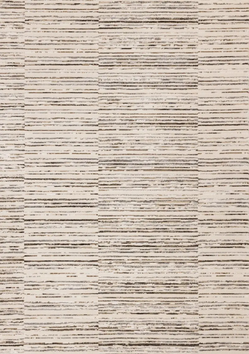 Luca 5 x 8 White and Gray Striped Area Rug