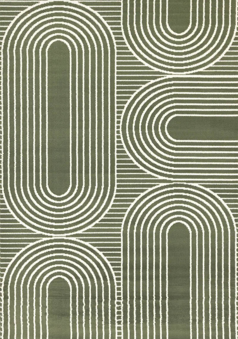 Faira 6 X 9 Green and White Modern Geometric Area Rug