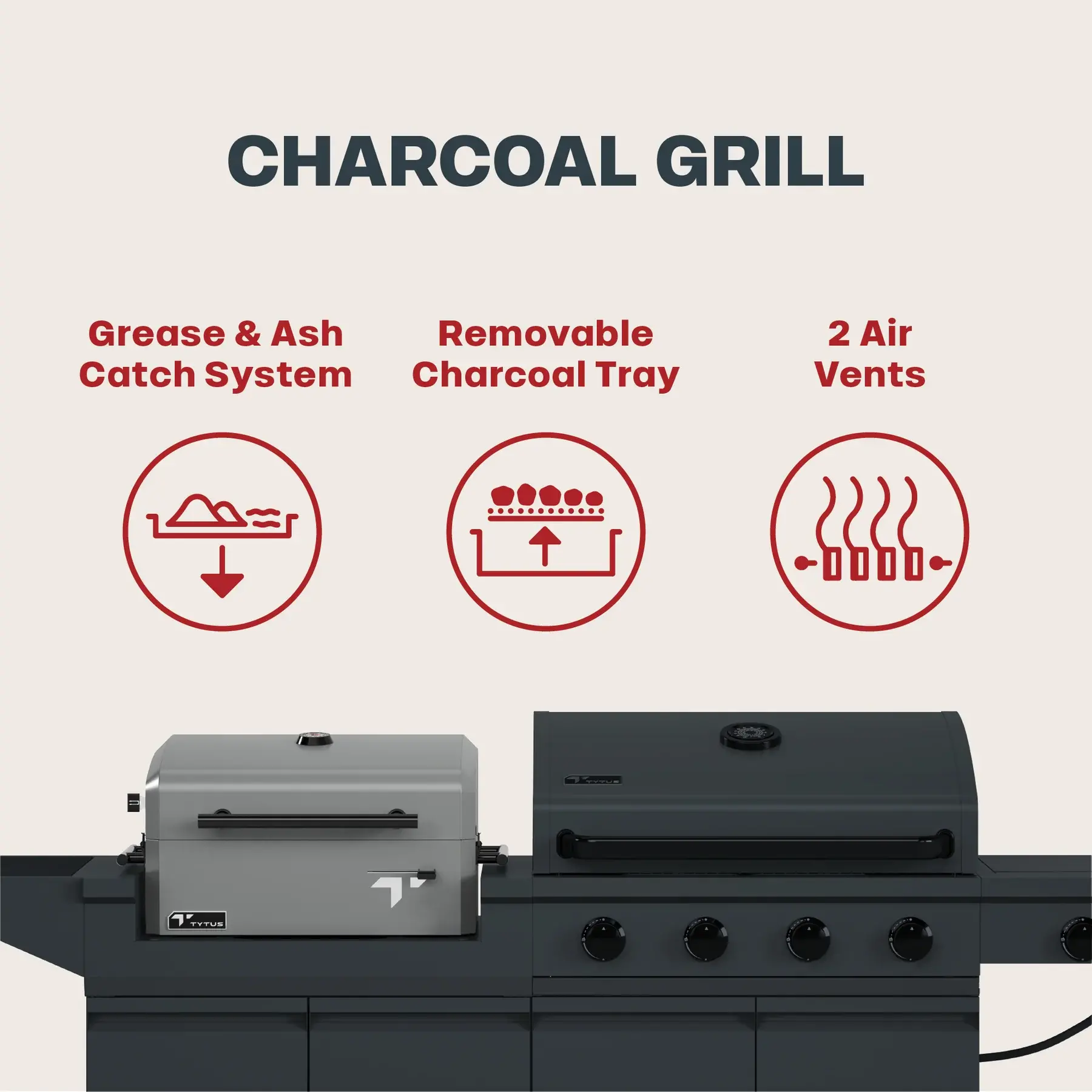 TDT-DUO-CHAR Tytus Modular Duo Grill with Charcoal Grill-12