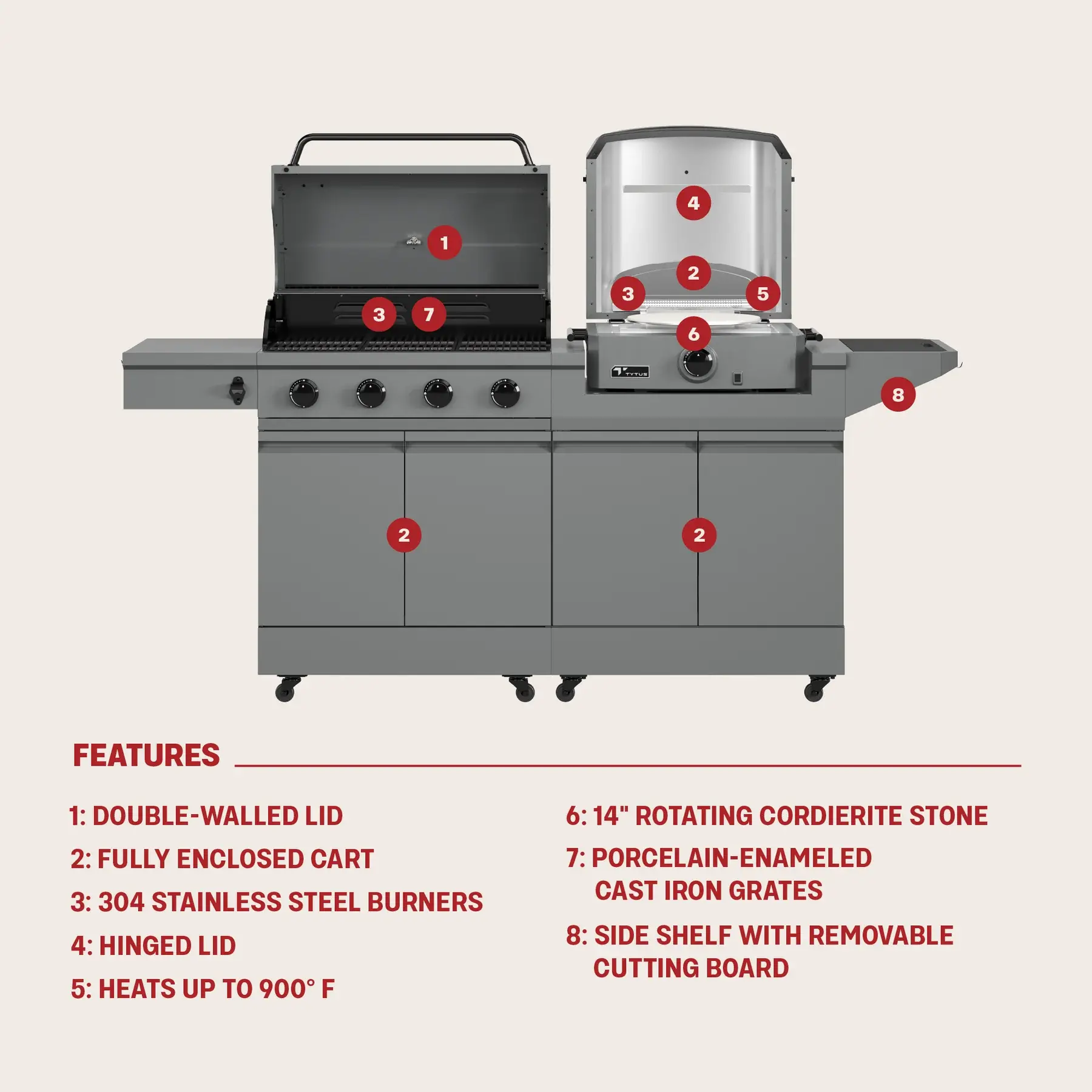 TDT-DUO-GPZA Tytus Modular Duo Grill with Pizza Oven-10