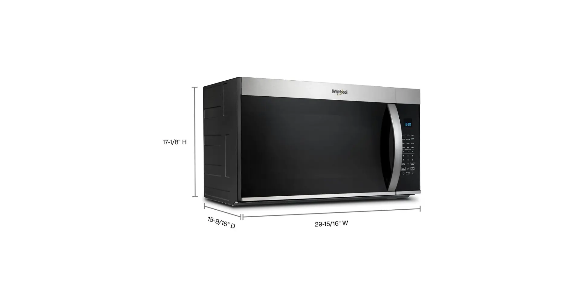 WMMS3330RZ Whirlpool 1.9 Cu Ft Over The Range Microwave - Stainless Steel-3