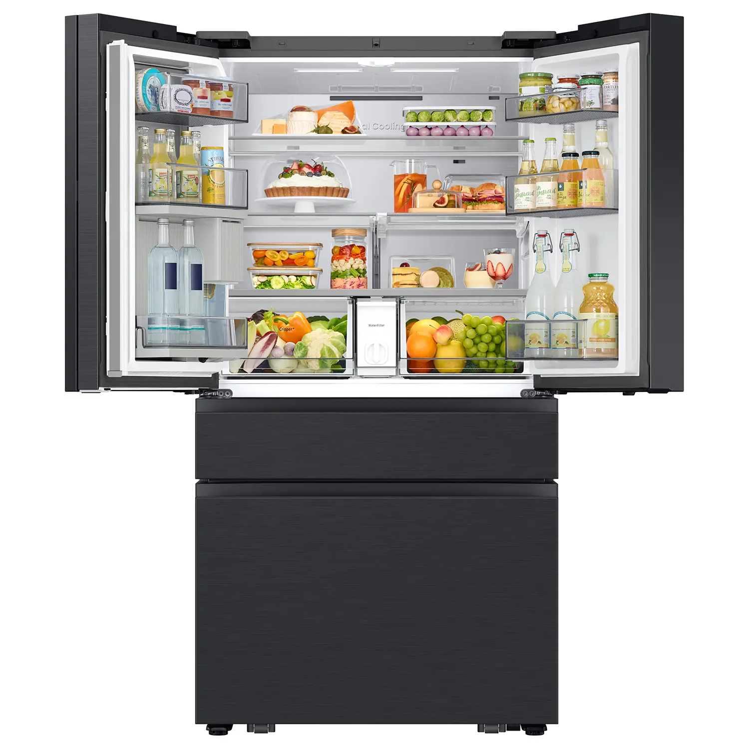 Samsung Bespoke AI 29 Cu Ft French Door Refrigerator – Charcoal Glass and Matte Black with AI Family Hub™+-15