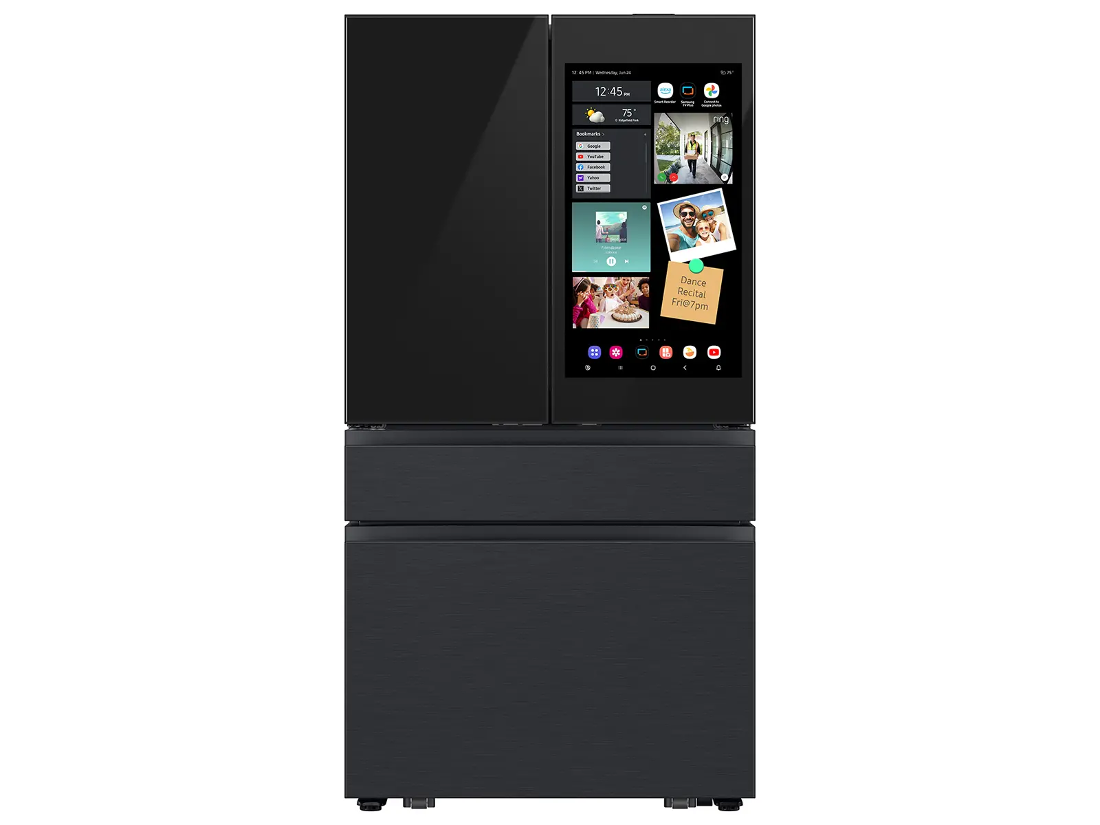 Samsung Bespoke AI 23 Cu Ft French Door Refrigerator – Counter‑Depth Charcoal Glass and Matte Black with AI Family Hub™+-1