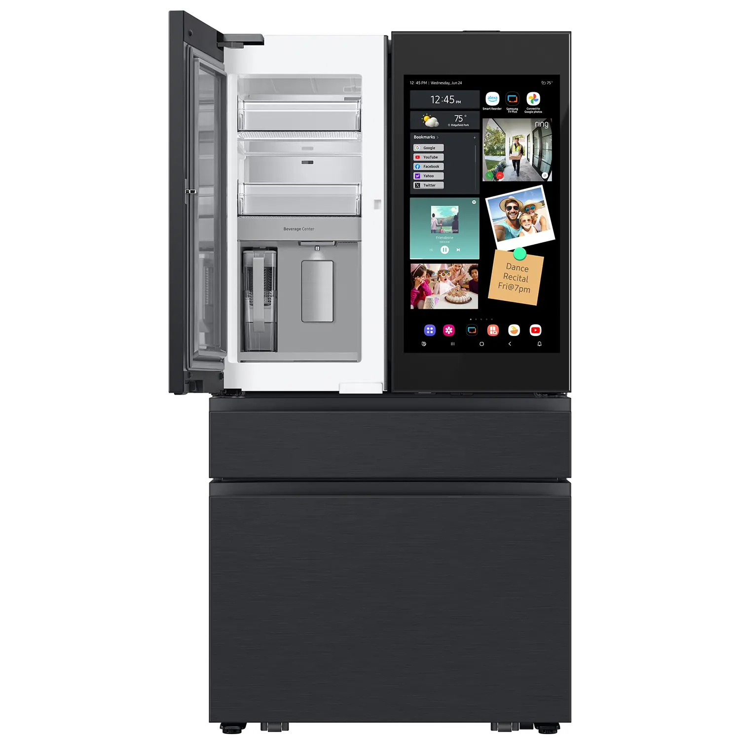 Samsung Bespoke AI 23 Cu Ft French Door Refrigerator – Counter‑Depth Charcoal Glass and Matte Black with AI Family Hub™+-10
