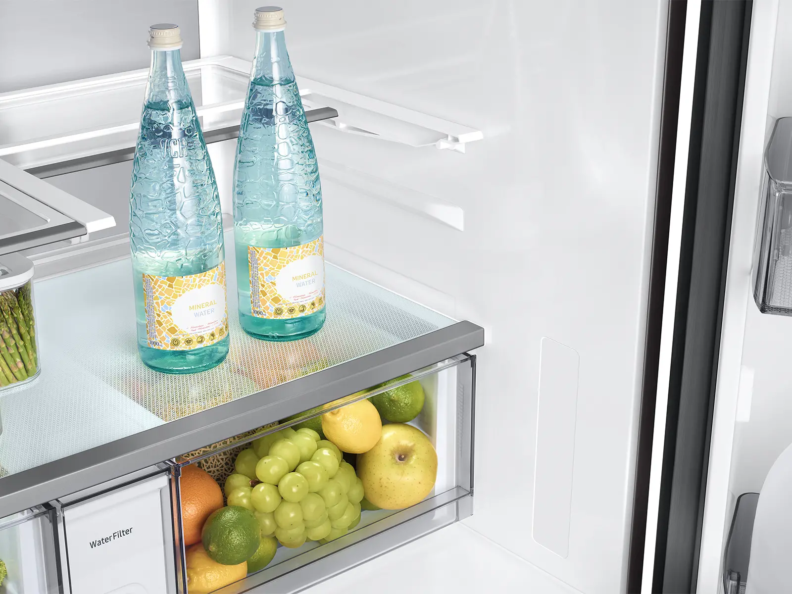 Samsung Bespoke AI 23 Cu Ft French Door Refrigerator – Counter‑Depth Charcoal Glass and Matte Black with AI Family Hub™+-11
