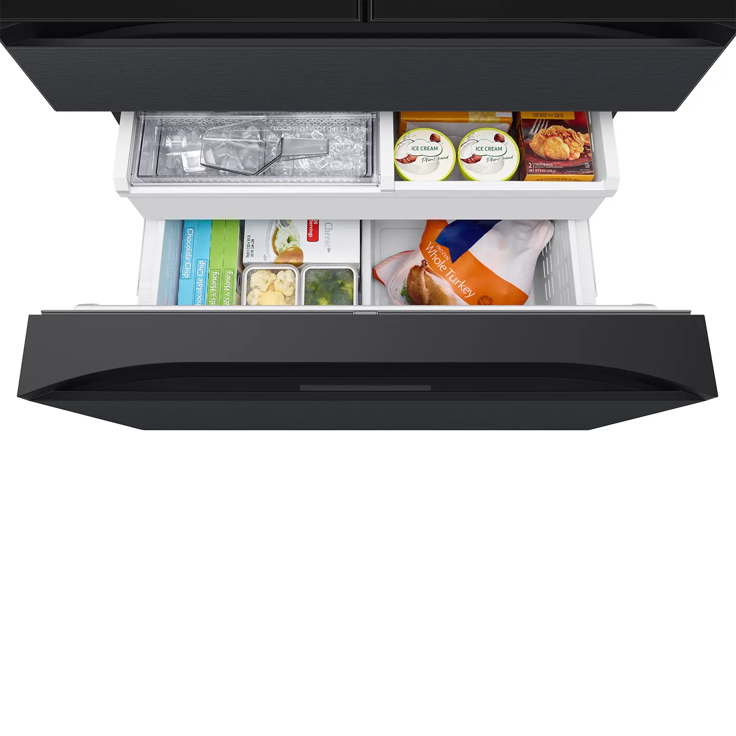 Samsung Bespoke AI 23 Cu Ft French Door Refrigerator – Counter‑Depth Charcoal Glass and Matte Black with AI Family Hub™+-13