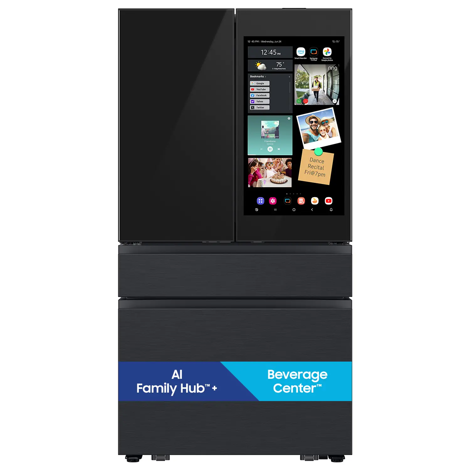 Samsung Bespoke AI 23 Cu Ft French Door Refrigerator – Counter‑Depth Charcoal Glass and Matte Black with AI Family Hub™+-2