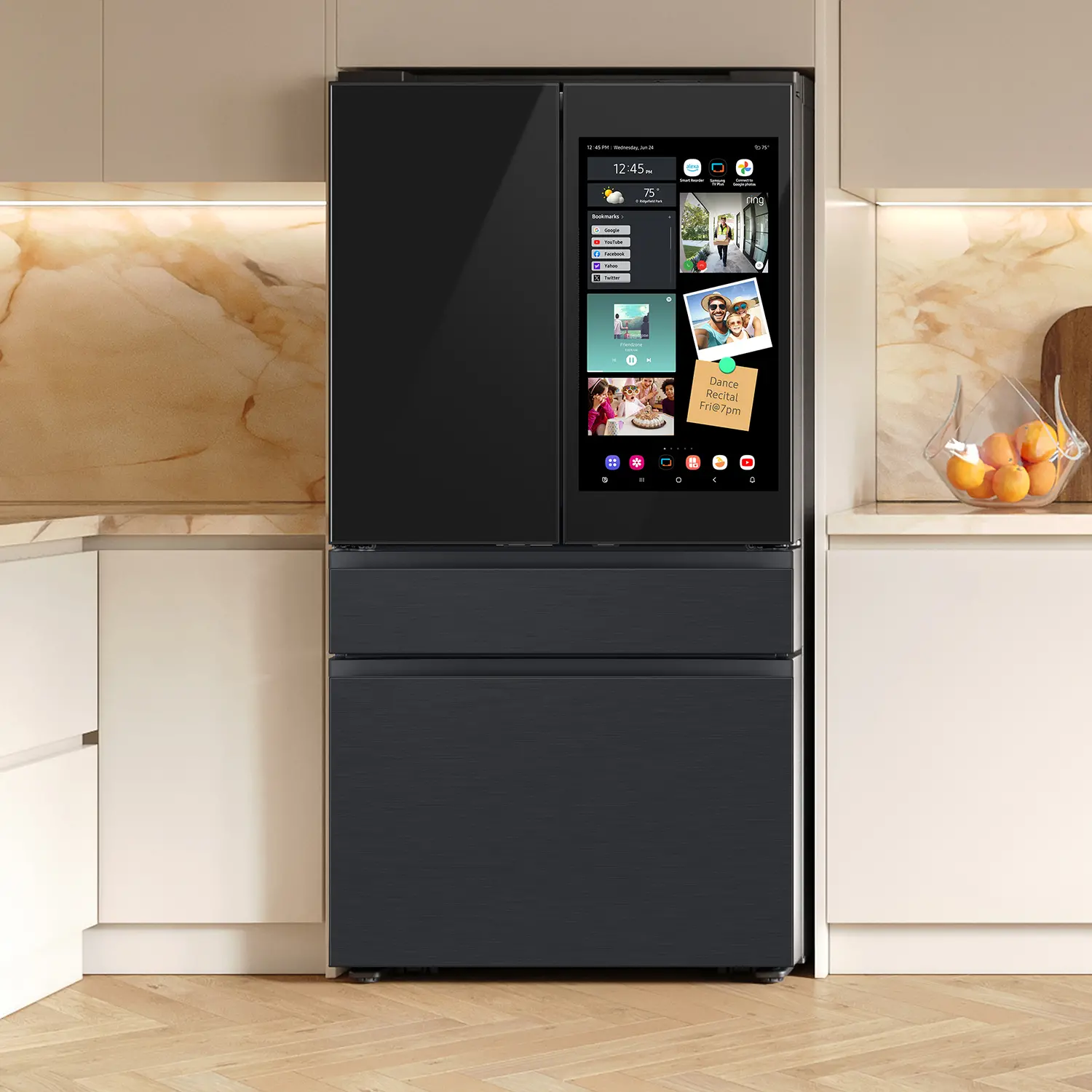 Samsung Bespoke AI 23 Cu Ft French Door Refrigerator – Counter‑Depth Charcoal Glass and Matte Black with AI Family Hub™+-4